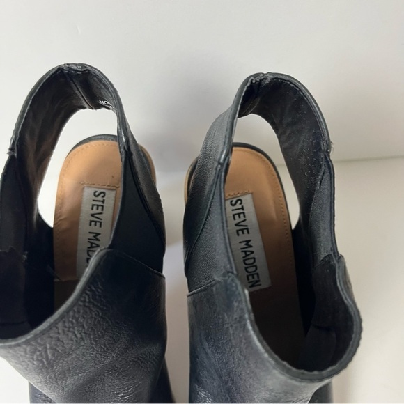 Steve Madden Black Nobell Peep Toe Chunky Heels 6 - Picture 8 of 10